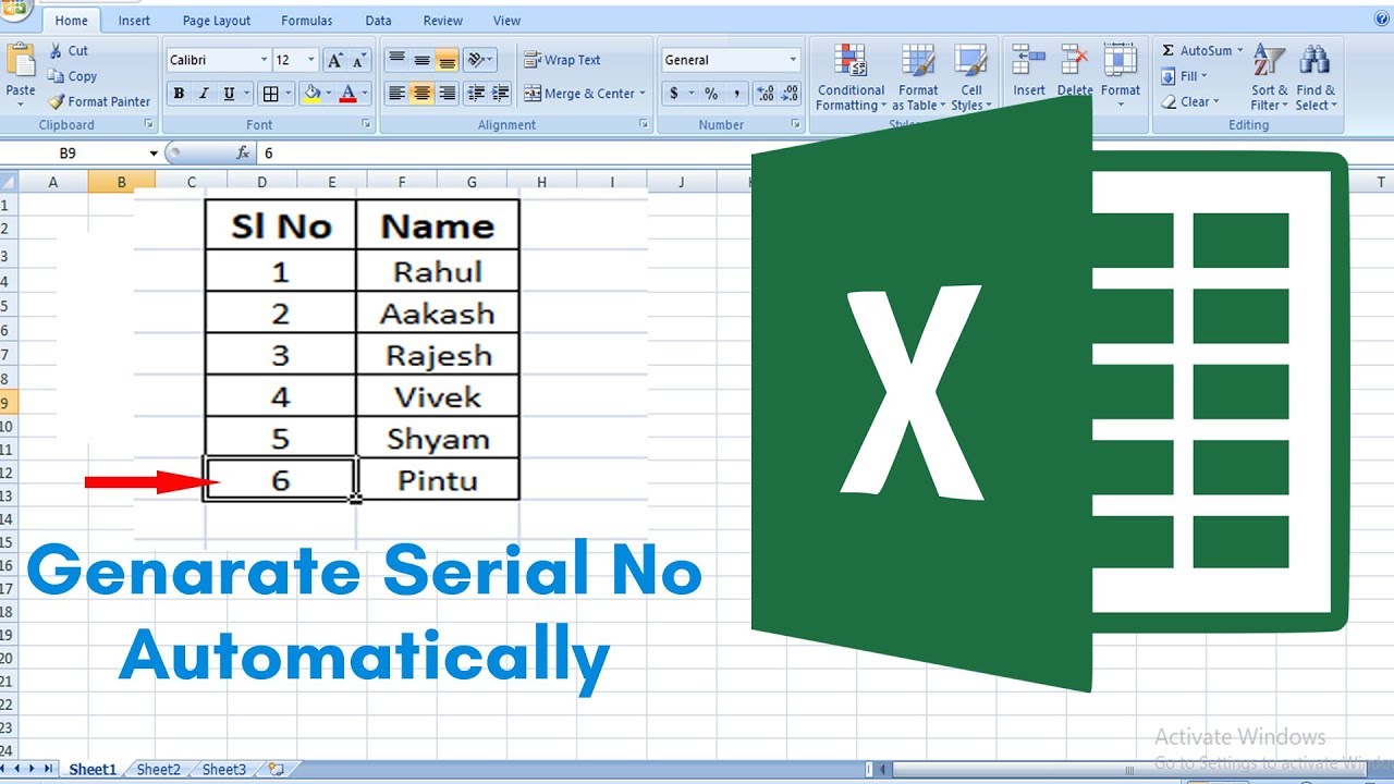 how to create serial numbers in excel
